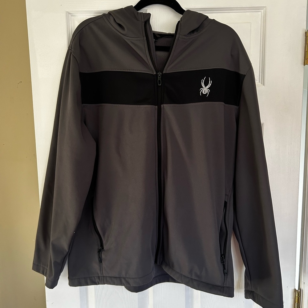 Gray and Black Hooded Jacket